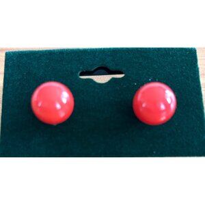 Jankuo Red Clip-On Earrings Retro Accessory Bold Round Design 1/2 Inch Diameter